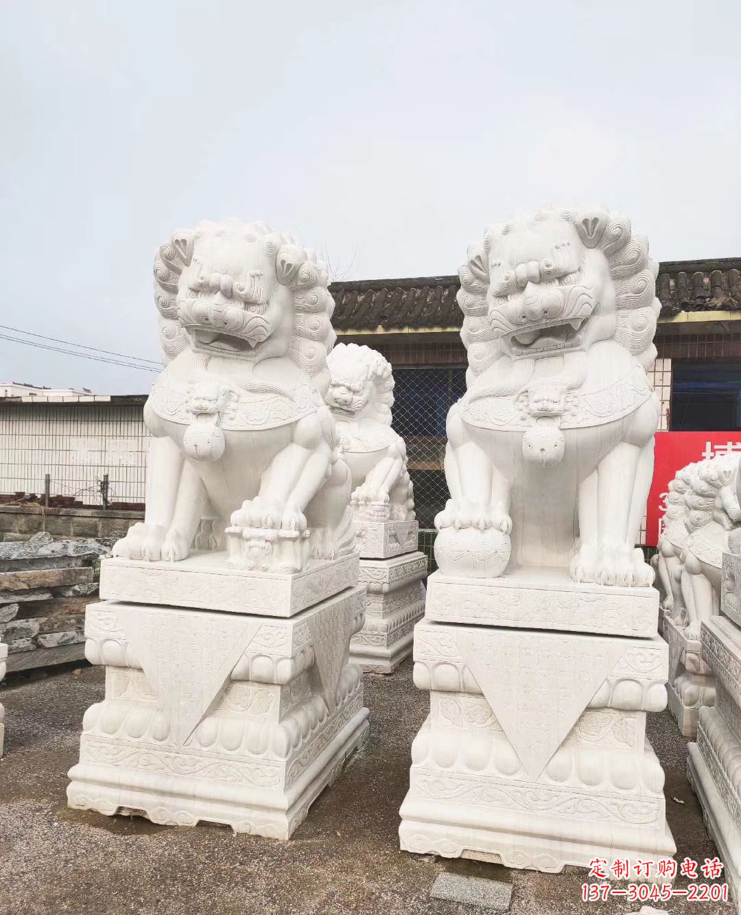 北京3米高汉白玉狮子 镇宅 动物雕塑