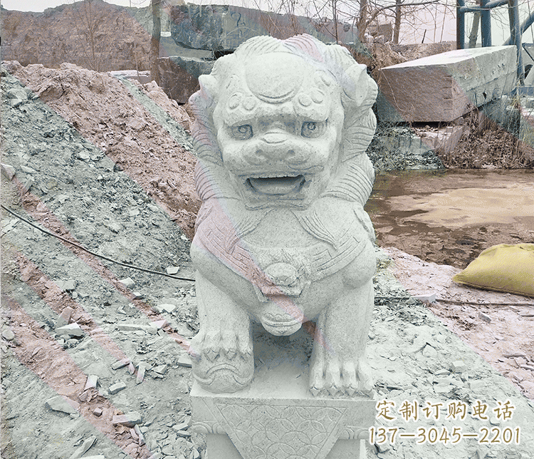 北京公园踩绣球狮子动物石雕