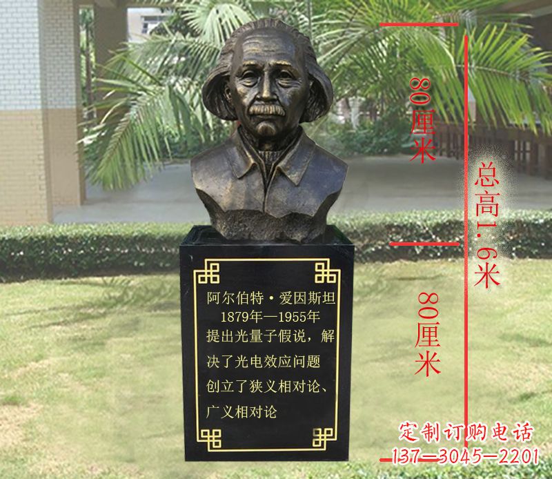 北京爱因斯坦名人胸像铜雕