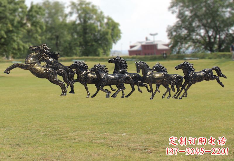 北京八骏图八匹马群铜雕