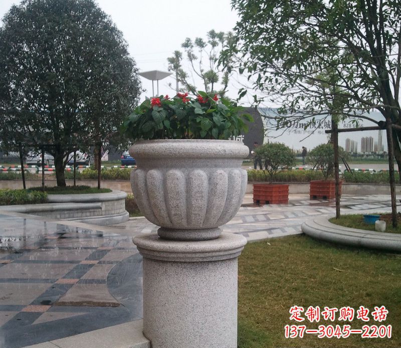 北京别墅景观大理石花盆石雕 (2)