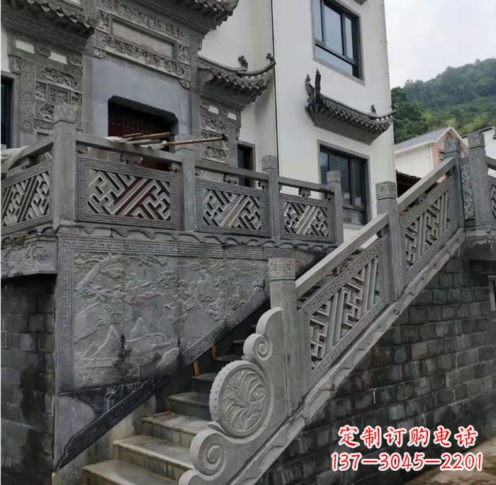 北京别墅景观仿古石雕栏板_2