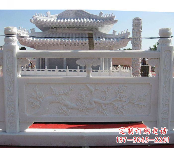 北京别墅景观汉白玉石浮雕栏板