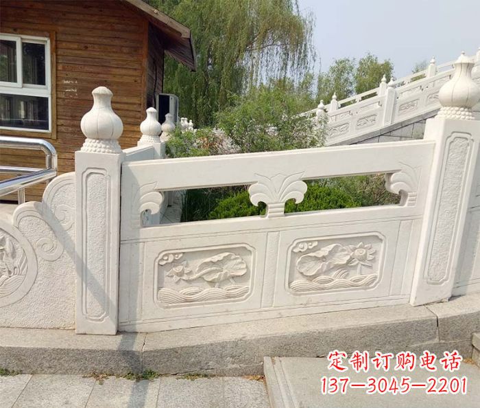 北京别墅景观汉白玉石浮雕栏板 (2)