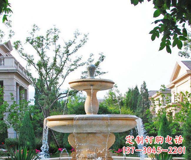 北京别墅景观晚霞红喷泉石雕