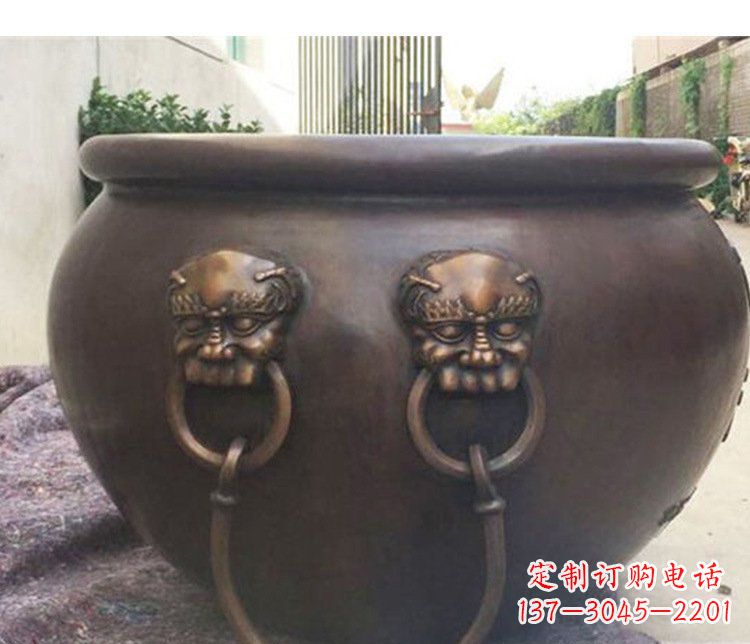 北京别墅招财水缸铜雕塑摆件
