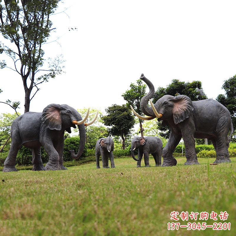 北京玻璃钢大象雕塑传承古老文化,点缀园林景观