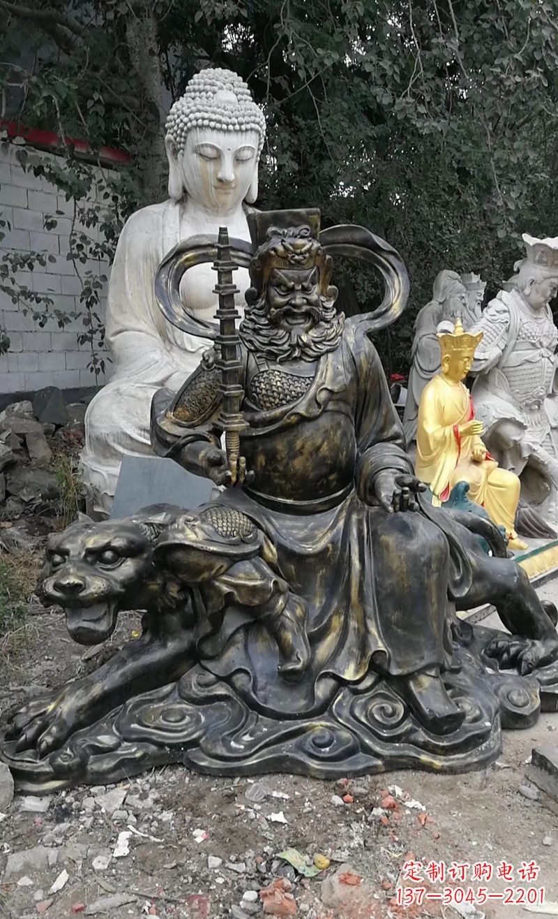 北京玻璃钢仿铜武财神赵公明雕塑