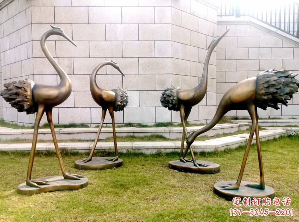 北京玻璃钢仿铜仙鹤雕塑