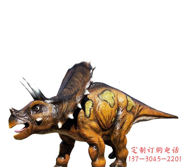 北京玻璃钢仿真恐龙三角龙雕塑