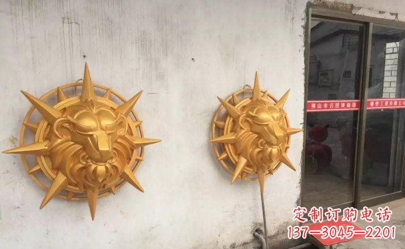 北京玻璃钢狮子头雕塑——精美景观装置