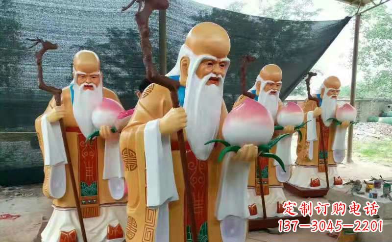 北京玻璃钢宗教庙宇神像彩绘老寿星雕塑