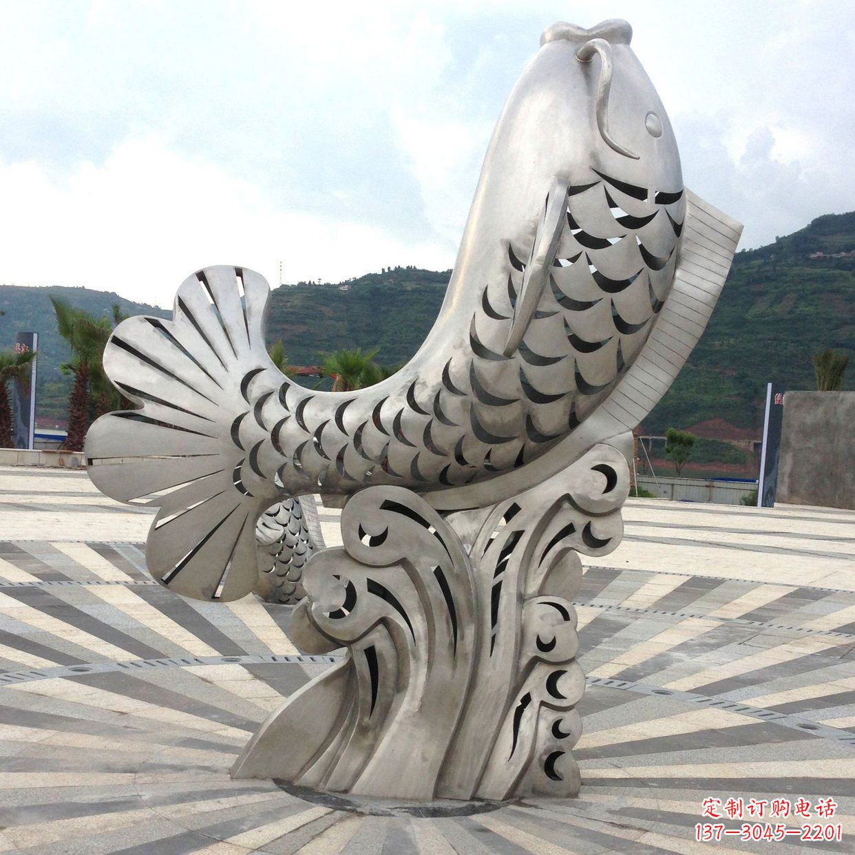北京不锈钢“鱼”园林水景喷泉动物景观雕塑