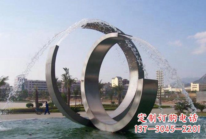 北京不锈钢C形喷泉雕塑精美雕塑艺术