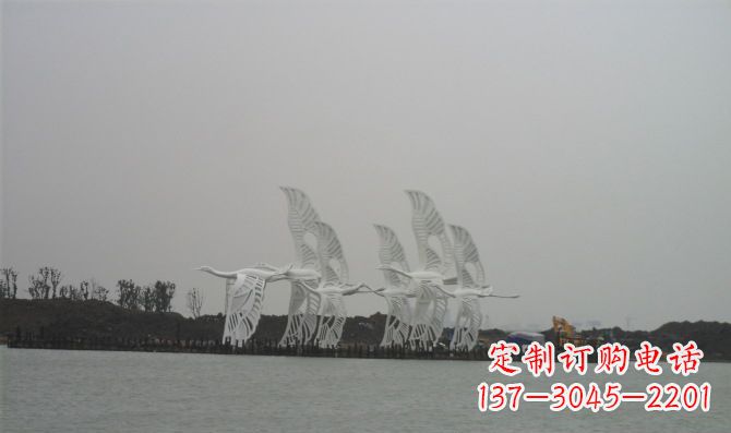 北京不锈钢白鹭动物雕塑美丽的艺术作品