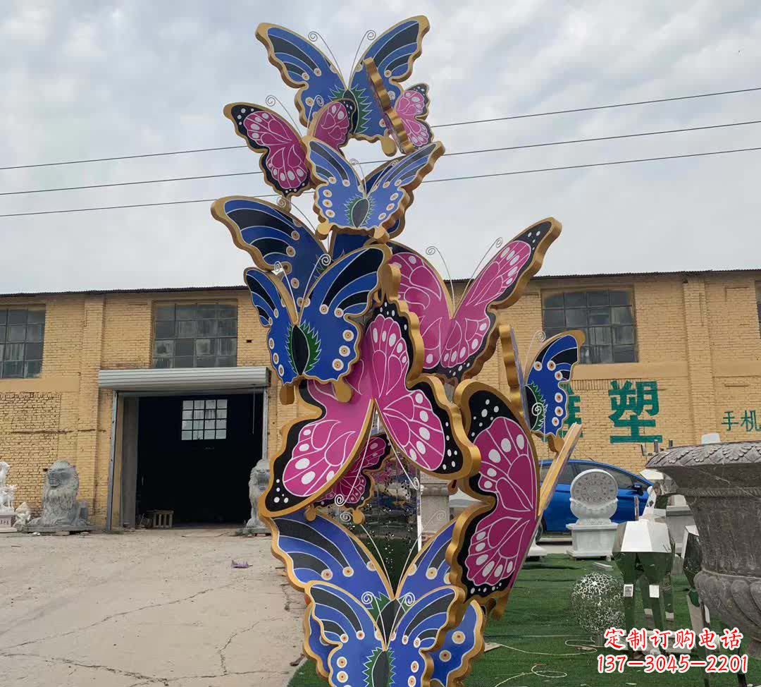 北京不锈钢彩绘蝴蝶雕塑精美绝伦