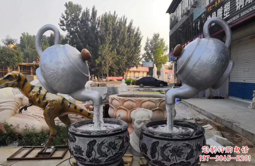 北京不锈钢茶壶喷泉雕塑精致而又高雅