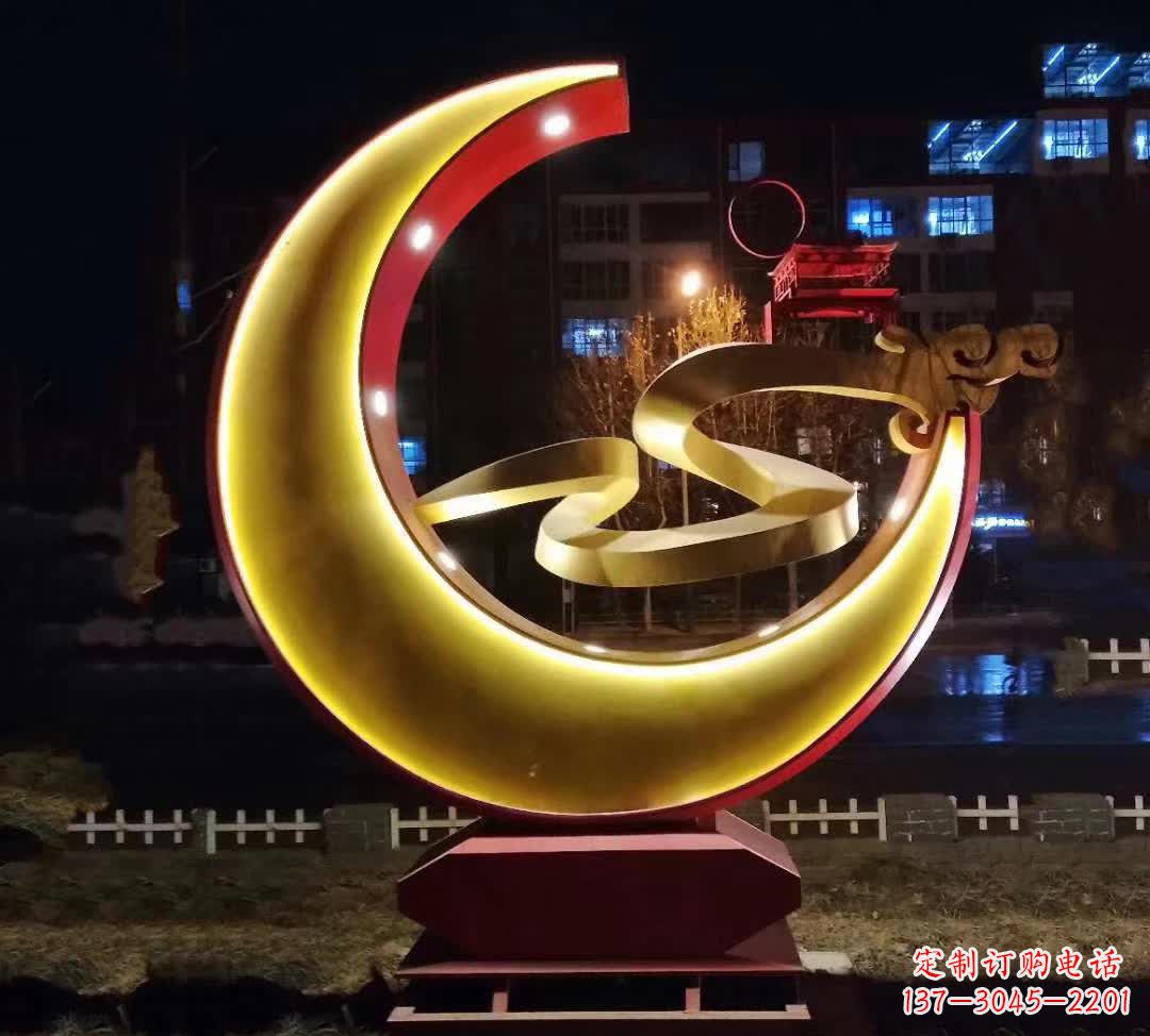 北京绚丽的不锈钢月亮雕塑
