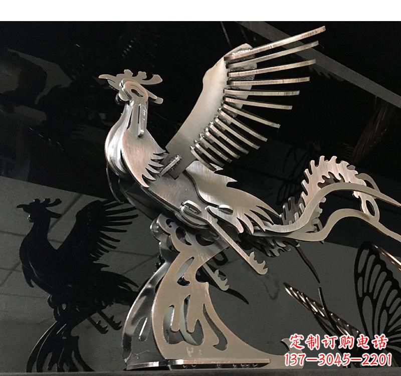 北京不锈钢凤凰雕塑精美的艺术品