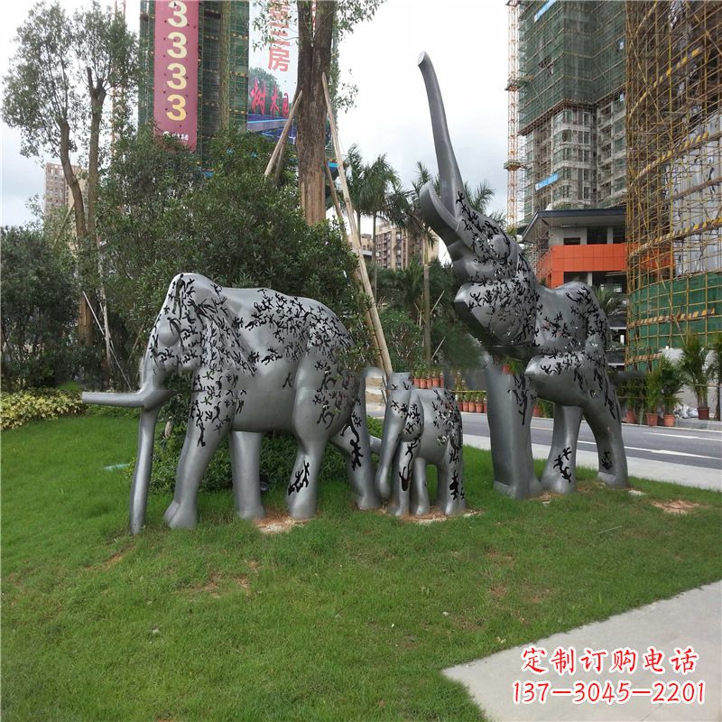 北京不锈钢大象雕塑小区园林的精美装饰