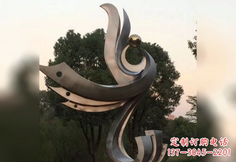 北京不锈钢凤凰雕塑象征着活力与美丽