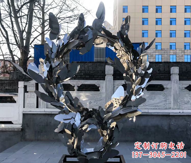 北京不锈钢蝴蝶花环景观雕塑