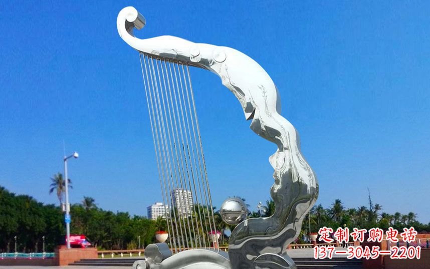 北京不锈钢竖琴广场雕塑