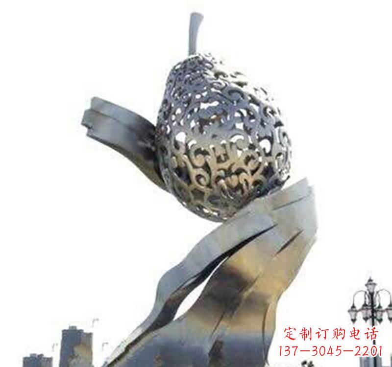 北京不锈钢梨雕塑艺术结合精美外形