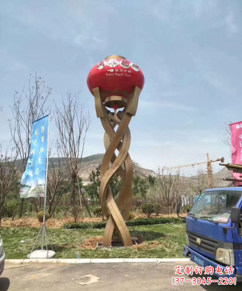 北京不锈钢灯笼雕塑灯笼照亮未来