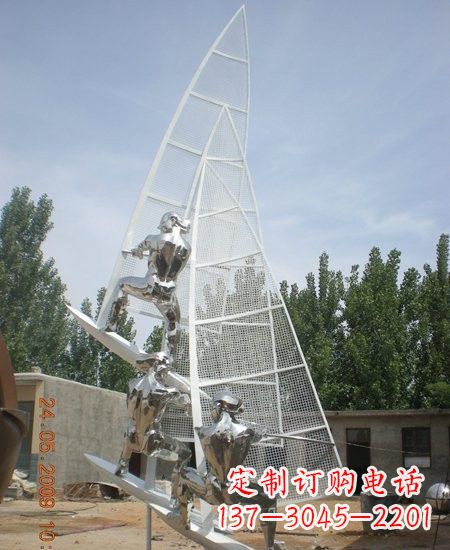 北京海上航行不锈钢帆船雕塑