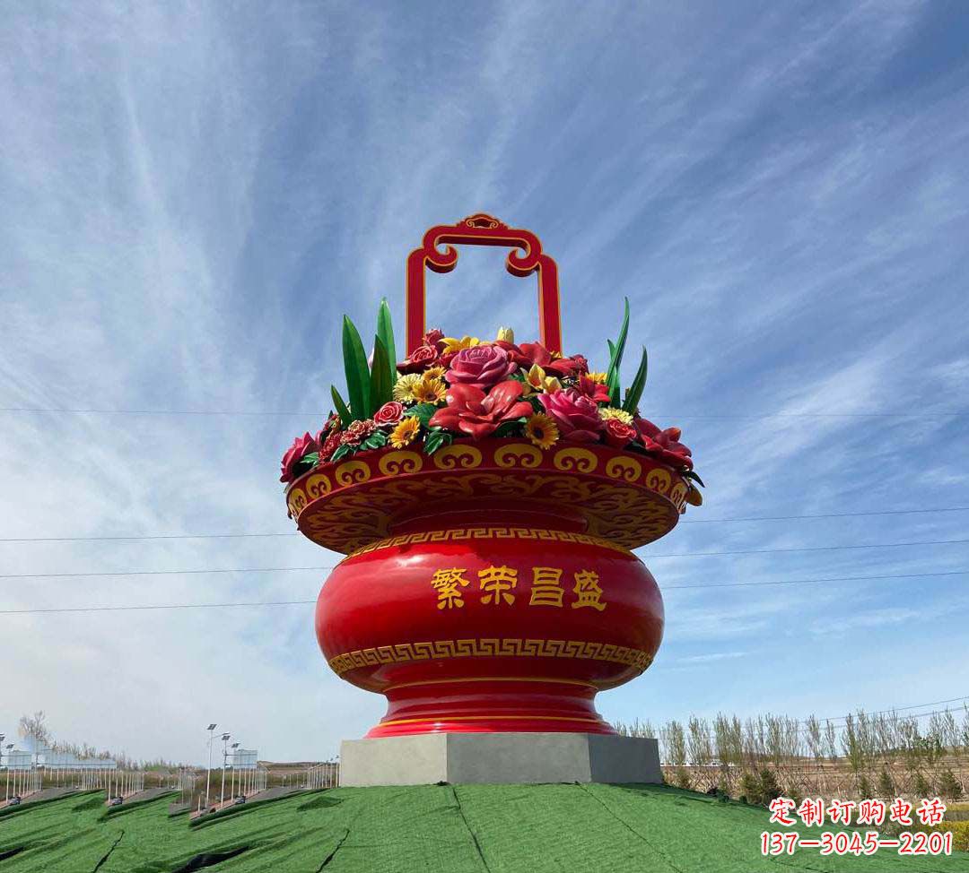 北京不锈钢花篮雕塑象征繁荣昌盛