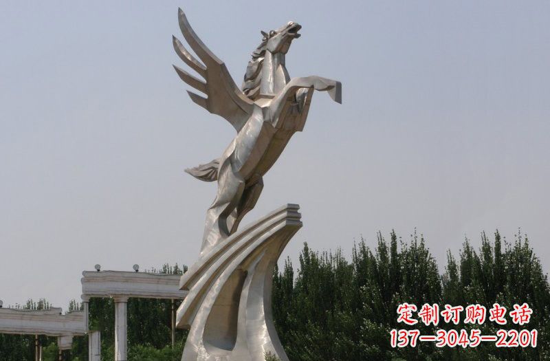 北京不锈钢飞马雕塑象征力量与灵动
