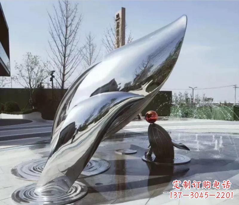 北京精美不锈钢海豚雕塑