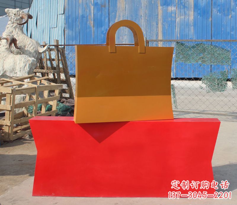 北京精美不锈钢购物袋雕塑