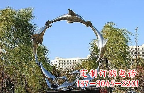 北京不锈钢海豚雕塑美的化身