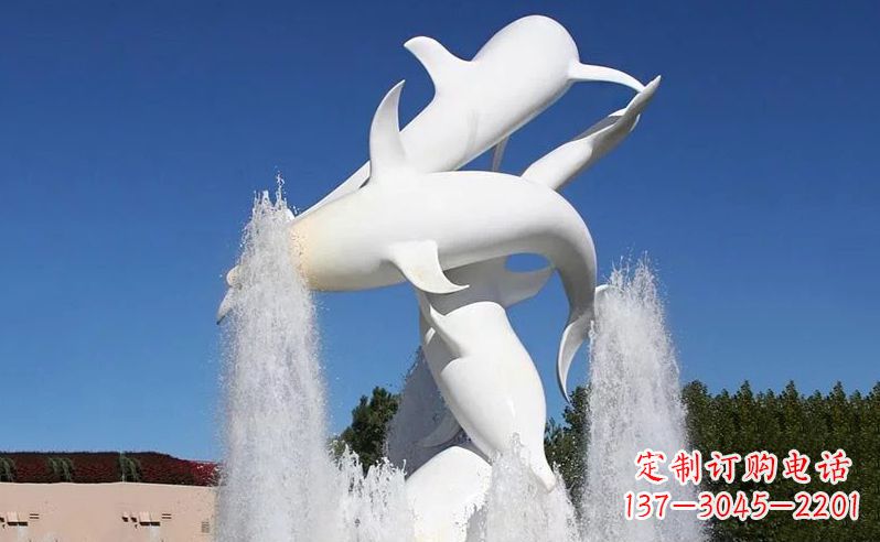 北京不锈钢海豚喷泉雕塑传递海豚的美丽