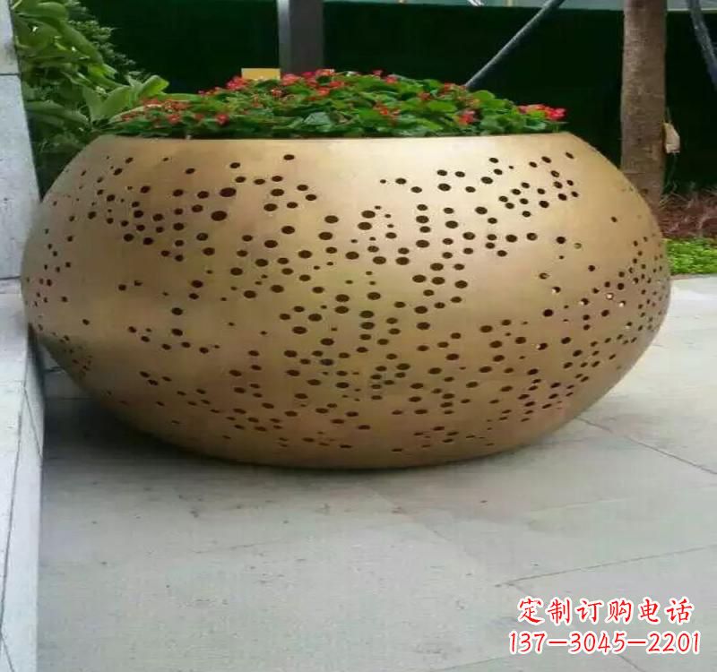 北京不锈钢户外花盆雕塑美观耐用的室外装饰