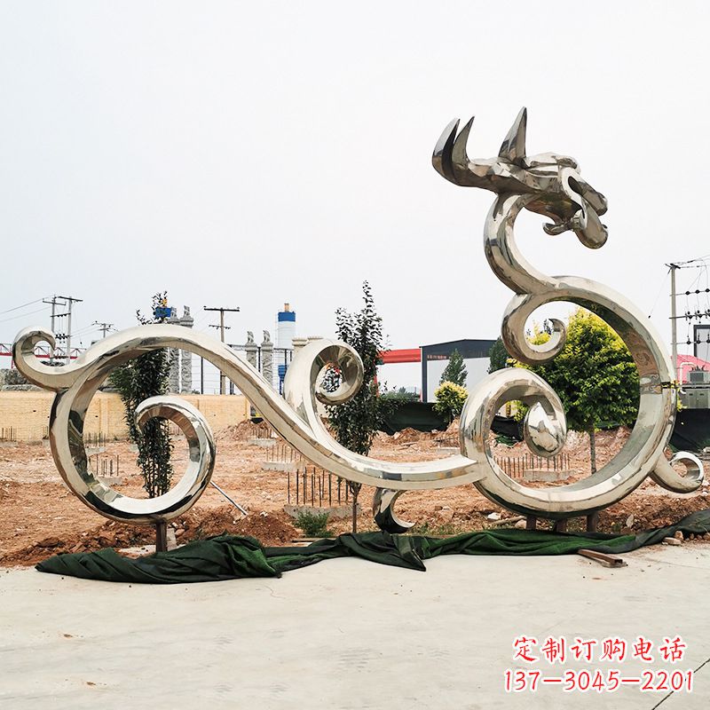 北京不锈钢花边龙形雕塑传承中华文化精髓