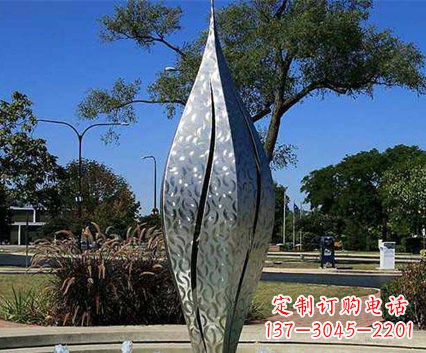 北京不锈钢花骨朵喷泉雕塑精致细节展现精美艺术