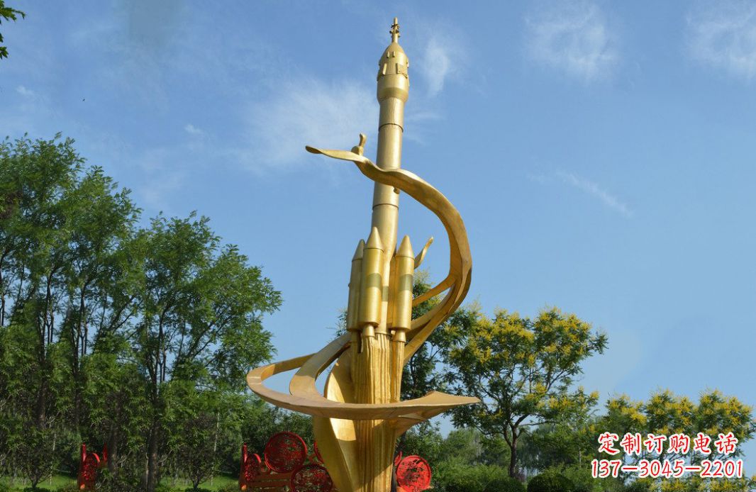 北京火箭飞向蓝天不锈钢火箭广场景观雕塑