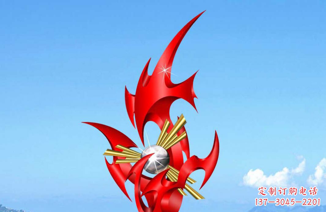 北京不锈钢火苗抽象景观雕塑给城市添彩