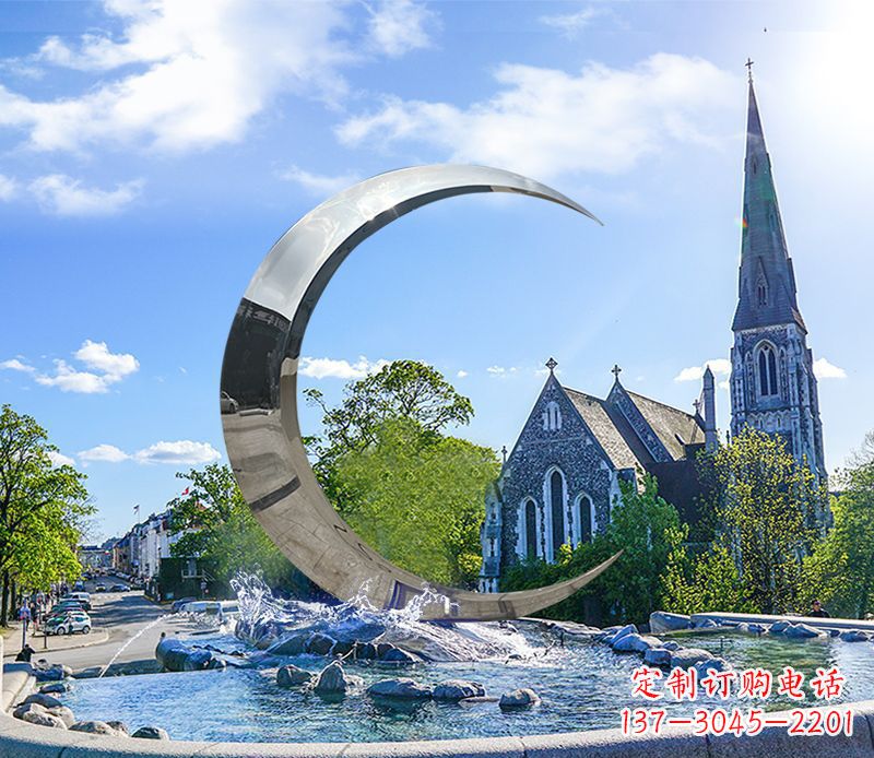 北京不锈钢景观月亮雕塑精美绝伦
