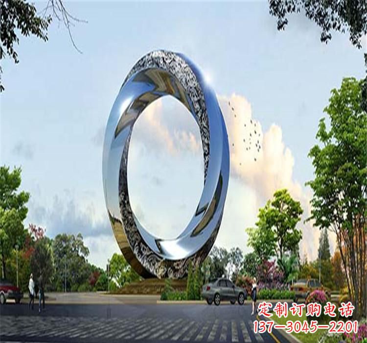 北京不锈钢圆环雕塑美丽的空间装饰