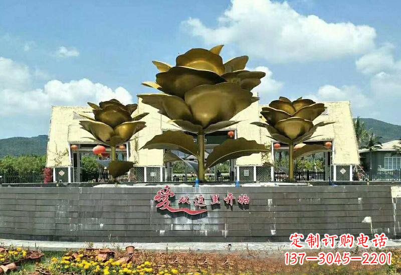 北京不锈钢玫瑰雕塑美丽的艺术品