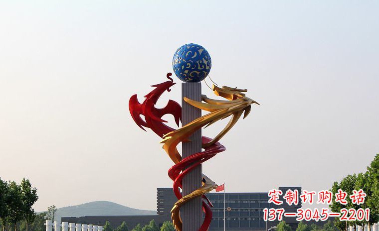 北京龙凤呈祥一对不锈钢雕塑的精彩展示