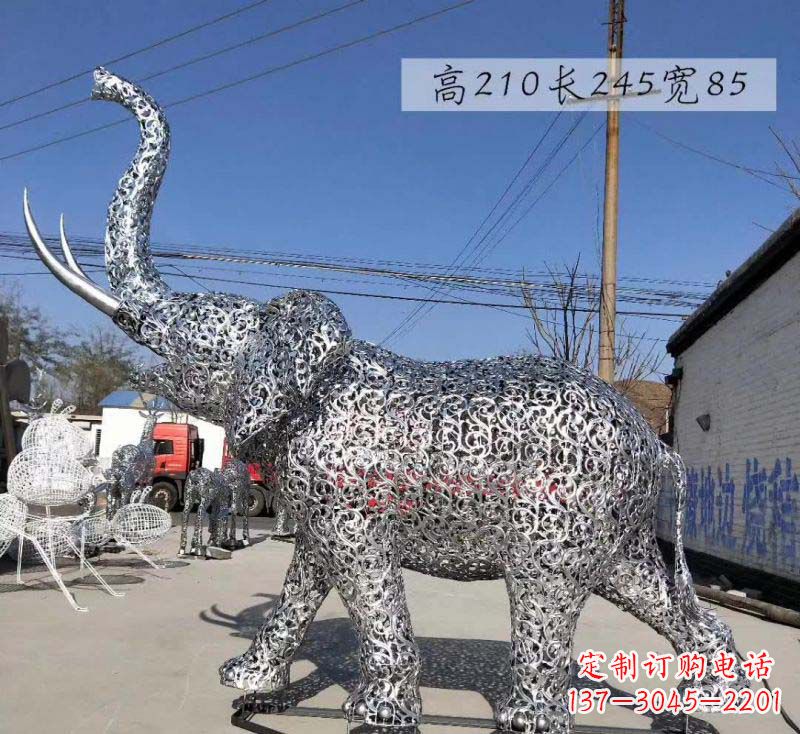 北京不锈钢镂空大象雕塑精美绝伦的艺术品