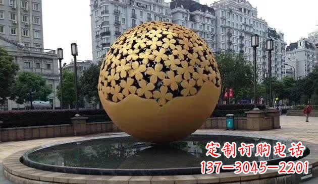北京不锈钢镂空球喷泉雕塑——精致美观