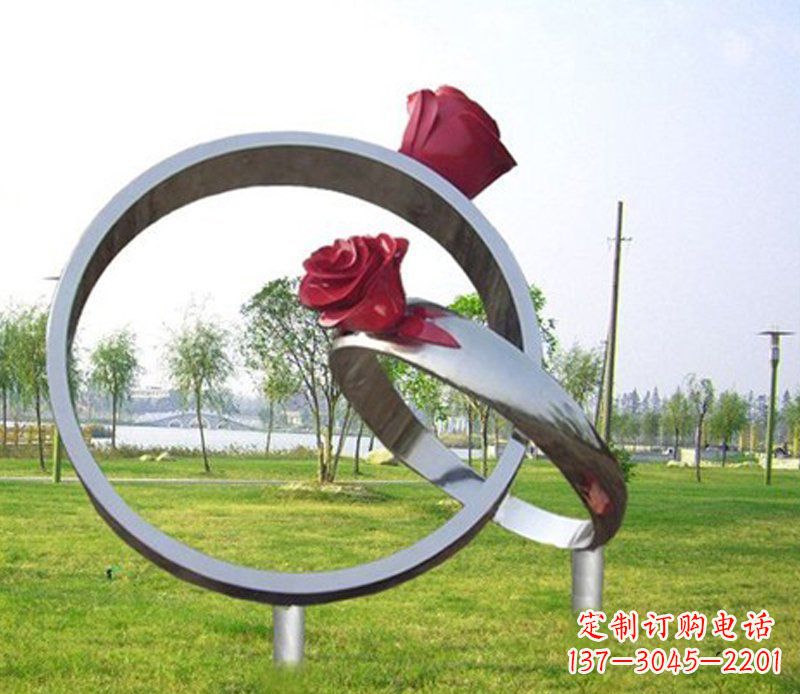 北京不锈钢玫瑰戒指雕塑
