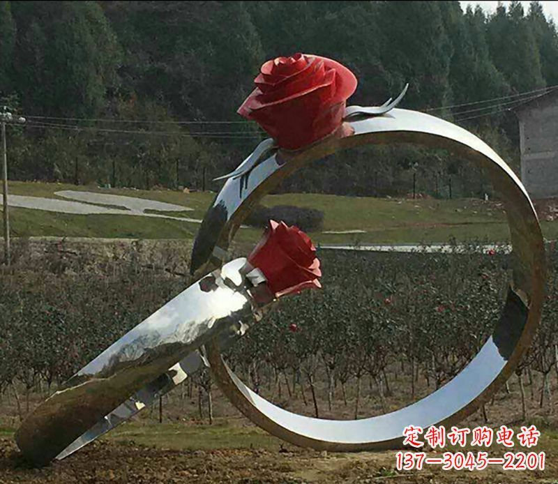 北京不锈钢玫瑰雕塑精美的艺术珍品