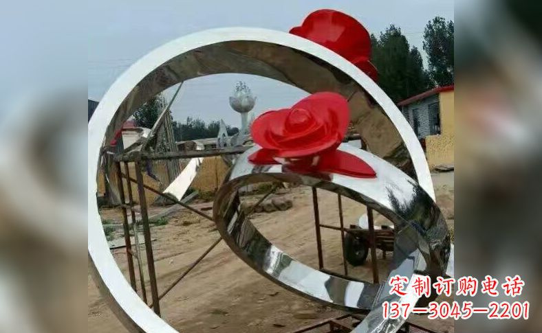北京不锈钢玫瑰花戒指雕塑